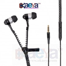 OkaeYa Zip Style Zipper Earphones With Stereo Sound, Surround, Super Bass, Extra Bass, Sound Clarity, Noise Cancellation, Voice Clarity, Premium Look, 3.5 mm Jack, Earbuds/headsets with Mic Compatible with all Smart phones(Color May Vary)